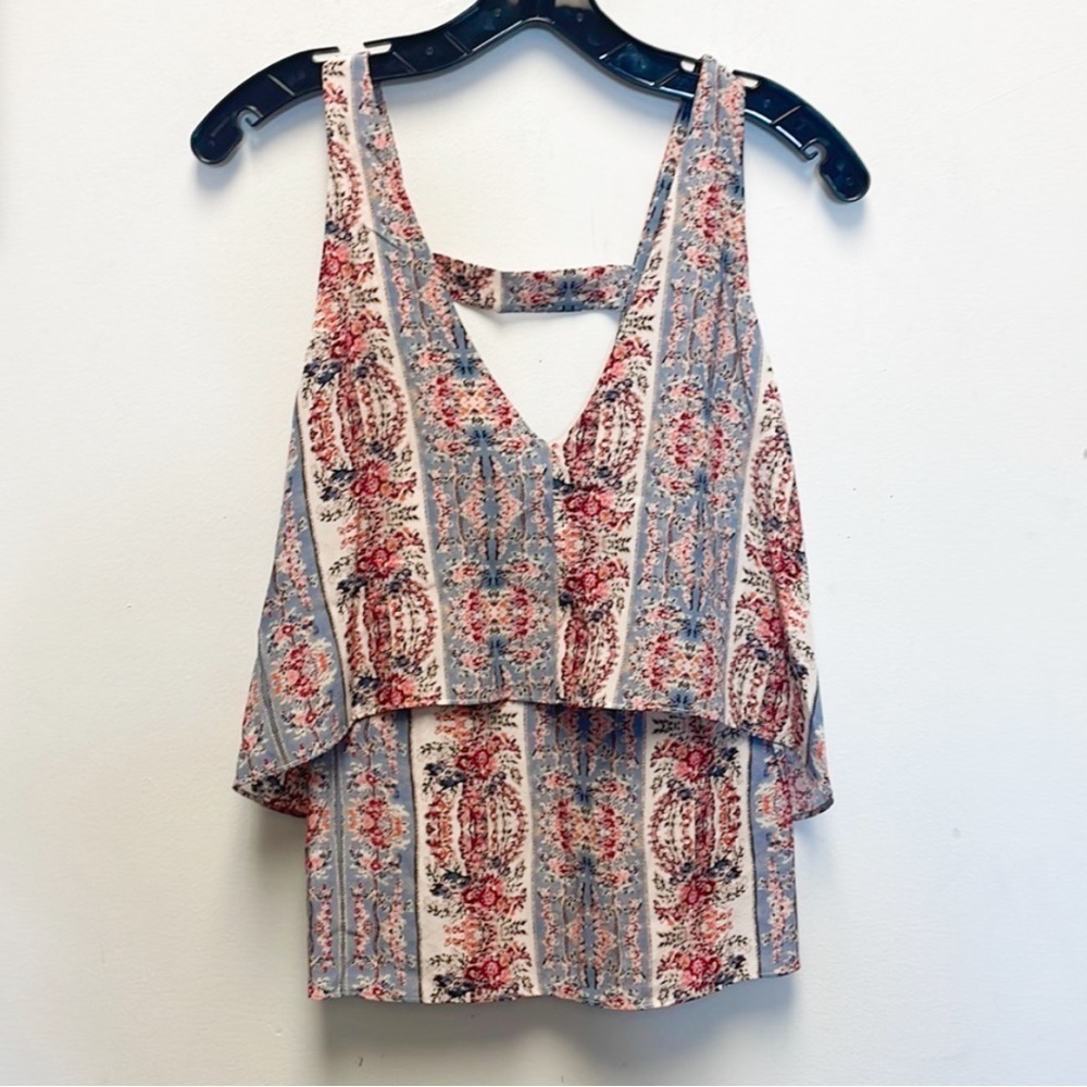 Intermix silk printed top
